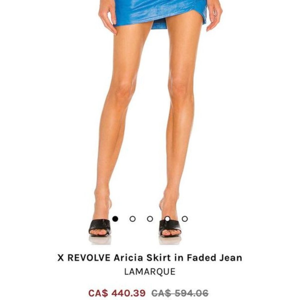 Lamarque x revolve Arica leather Skirt in blue denim color - Picture 2 of 6